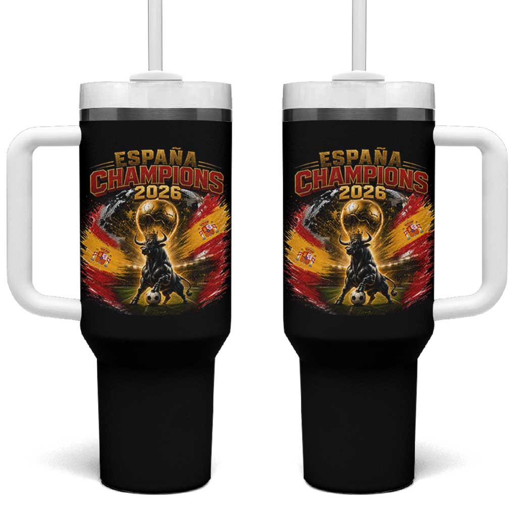 Espana Champions 2026 Tumbler With Handle Spain Football Fan Spanish Bull Graphic