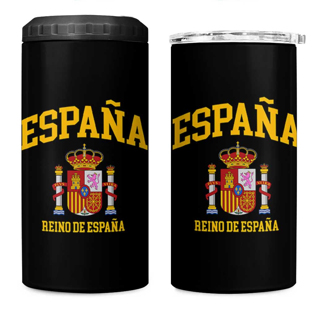 Spain Reino De Espana 4 in 1 Can Cooler Tumbler Vintage Spanish Flag Coat of Arms