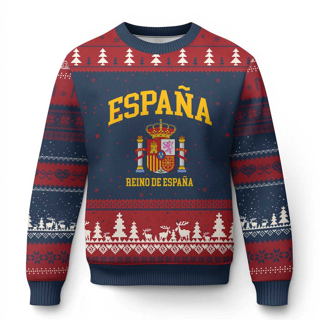 Spain Reino De Espana Ugly Christmas Sweater Vintage Spanish Flag Coat of Arms