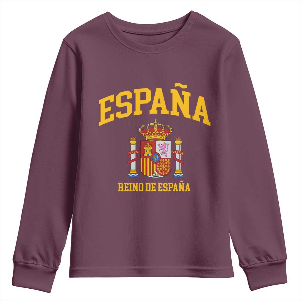 Spain Reino De Espana Youth Sweatshirt Vintage Spanish Flag Coat of Arms