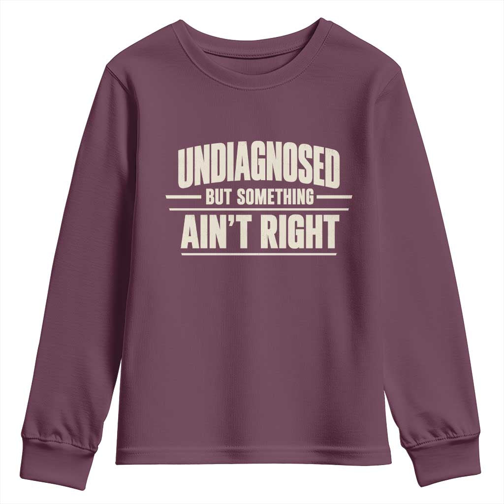 Undiagnosed But Something Ain't Right Youth Sweatshirt Funny Sarcastic Bold Text