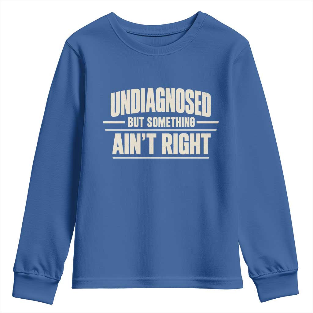 Undiagnosed But Something Ain't Right Youth Sweatshirt Funny Sarcastic Bold Text