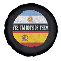 Spanish Argentinian Roots Spare Tire Cover Yes I'm Both Of Them Vintage Spain Argentina Half Flag