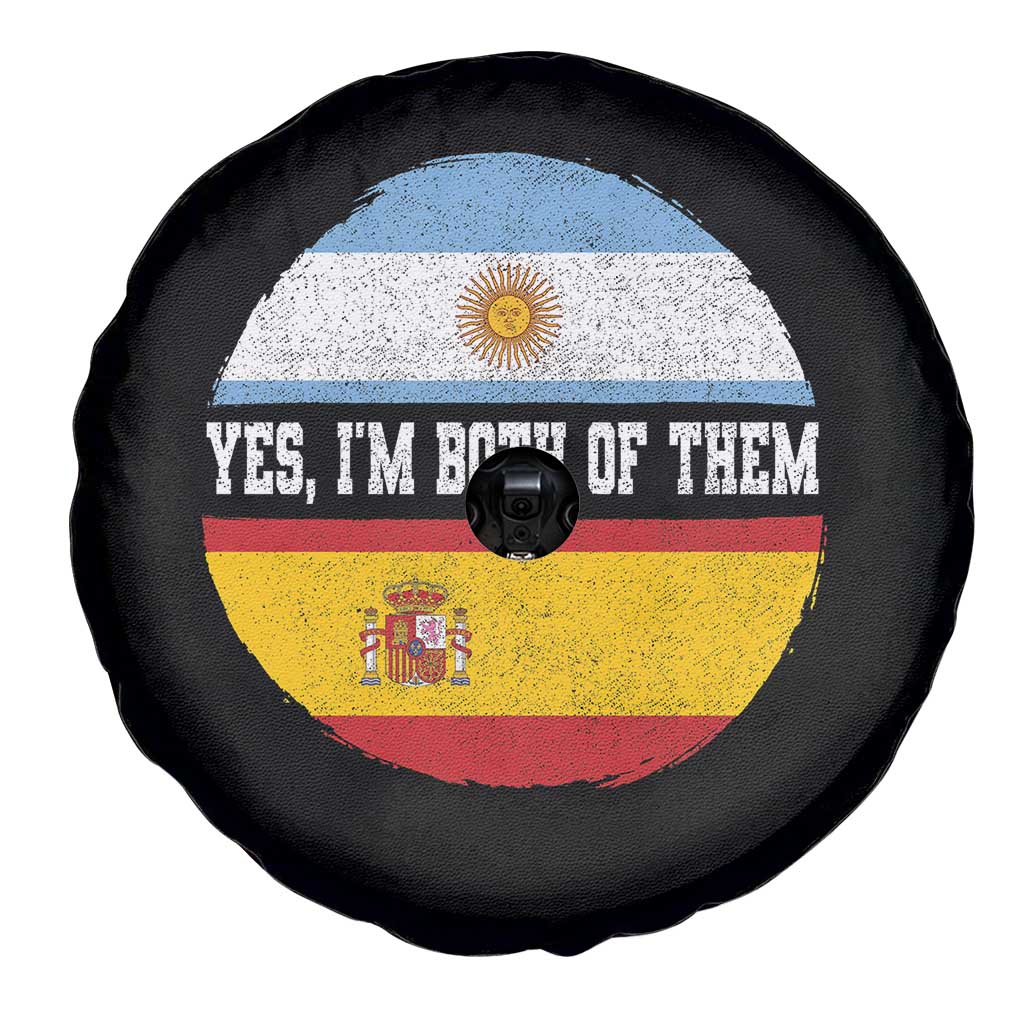Spanish Argentinian Roots Spare Tire Cover Yes I'm Both Of Them Vintage Spain Argentina Half Flag