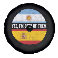 Spanish Argentinian Roots Spare Tire Cover Yes I'm Both Of Them Vintage Spain Argentina Half Flag