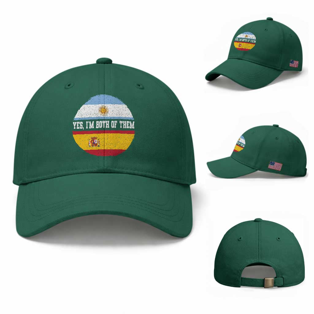Spanish Argentinian Roots Baseball Cap Yes I'm Both Of Them Vintage Spain Argentina Half Flag