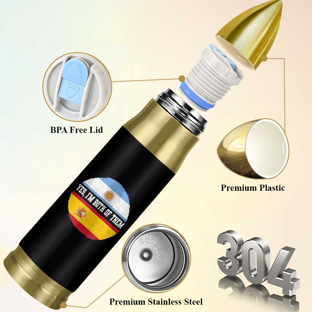 Spanish Argentinian Roots Bullet Tumbler Yes I'm Both Of Them Vintage Spain Argentina Half Flag