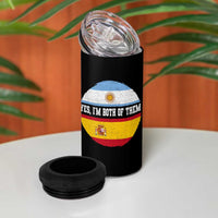 Spanish Argentinian Roots 4 in 1 Can Cooler Tumbler Yes I'm Both Of Them Vintage Spain Argentina Half Flag
