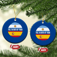 Spanish Argentinian Roots Ceramic Ornament Yes I'm Both Of Them Vintage Spain Argentina Half Flag