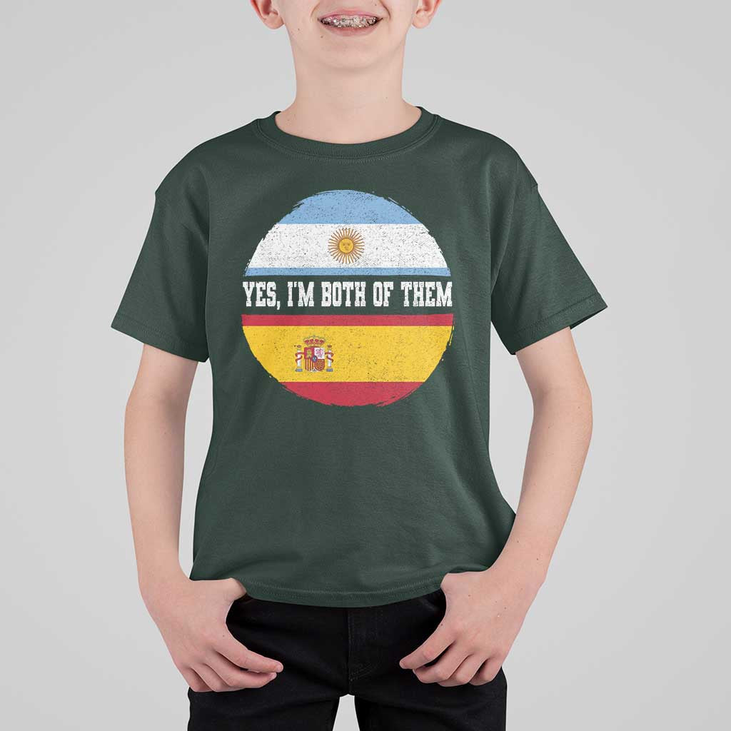 Spanish Argentinian Roots T Shirt For Kid Yes I'm Both Of Them Vintage Spain Argentina Half Flag