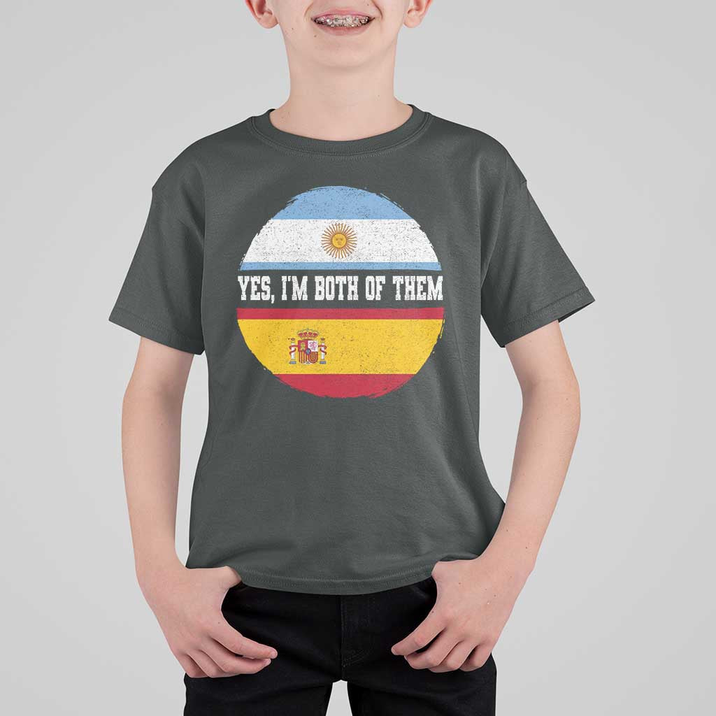 Spanish Argentinian Roots T Shirt For Kid Yes I'm Both Of Them Vintage Spain Argentina Half Flag