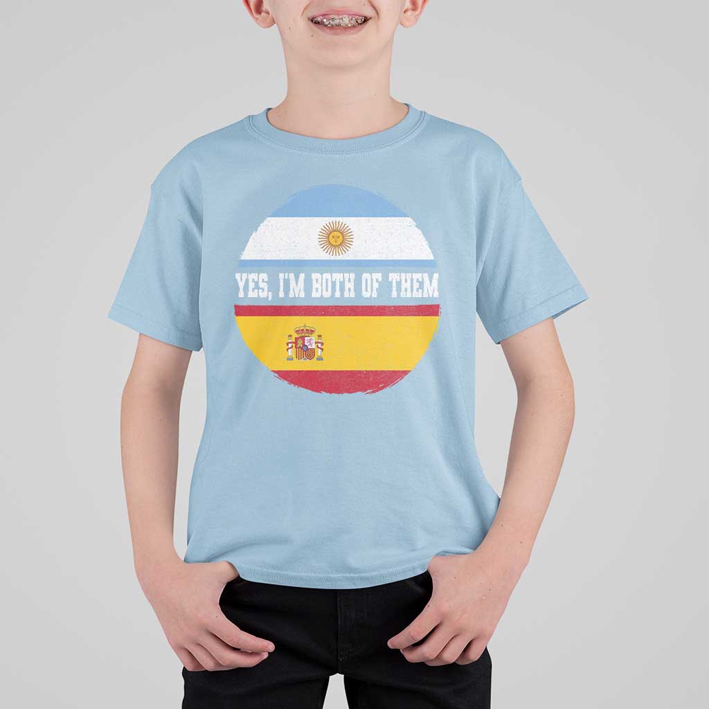 Spanish Argentinian Roots T Shirt For Kid Yes I'm Both Of Them Vintage Spain Argentina Half Flag