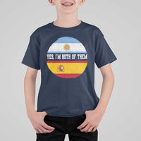 Spanish Argentinian Roots T Shirt For Kid Yes I'm Both Of Them Vintage Spain Argentina Half Flag