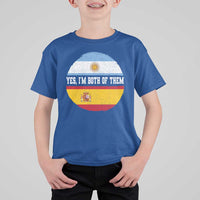 Spanish Argentinian Roots T Shirt For Kid Yes I'm Both Of Them Vintage Spain Argentina Half Flag