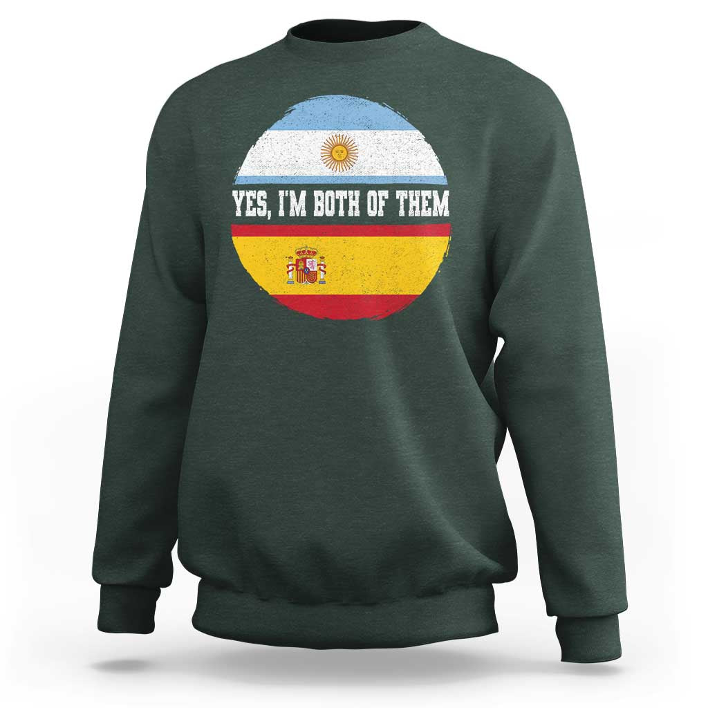 Spanish Argentinian Roots Sweatshirt Yes I'm Both Of Them Vintage Spain Argentina Half Flag