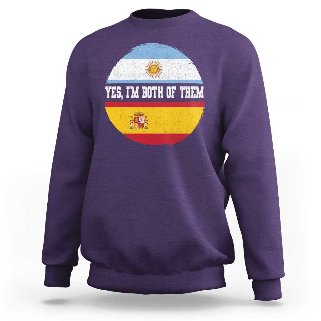 Spanish Argentinian Roots Sweatshirt Yes I'm Both Of Them Vintage Spain Argentina Half Flag