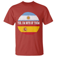 Spanish Argentinian Roots T Shirt Yes I'm Both Of Them Vintage Spain Argentina Half Flag