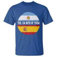 Spanish Argentinian Roots T Shirt Yes I'm Both Of Them Vintage Spain Argentina Half Flag