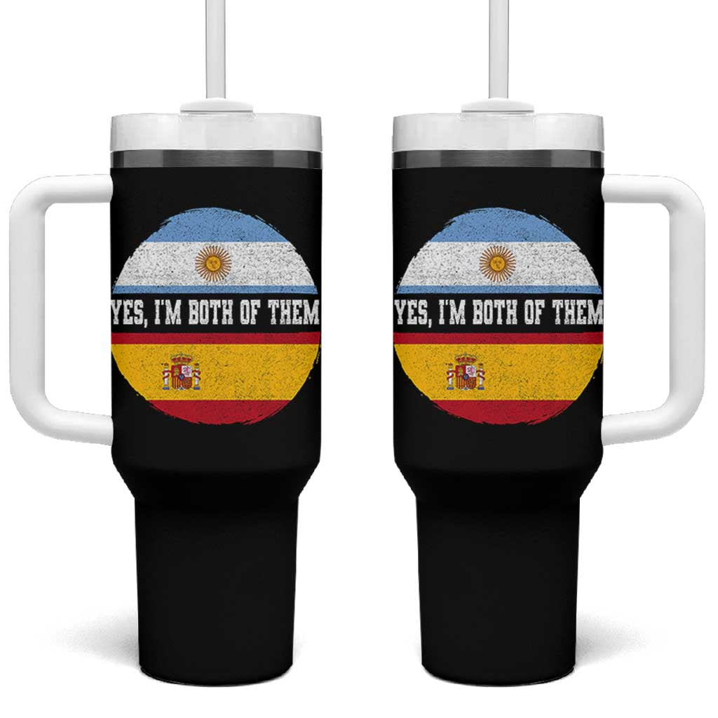Spanish Argentinian Roots Tumbler With Handle Yes I'm Both Of Them Vintage Spain Argentina Half Flag