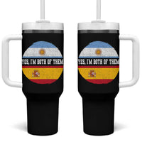 Spanish Argentinian Roots Tumbler With Handle Yes I'm Both Of Them Vintage Spain Argentina Half Flag