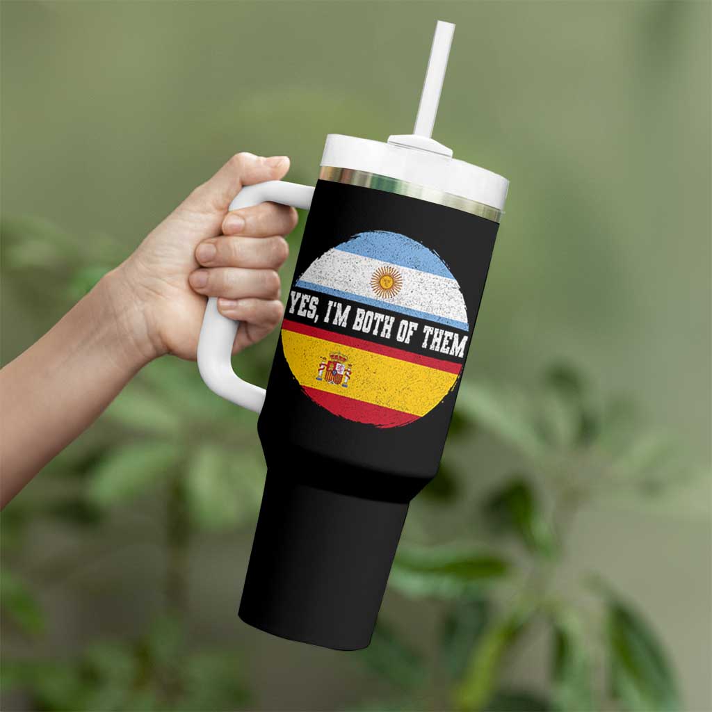 Spanish Argentinian Roots Tumbler With Handle Yes I'm Both Of Them Vintage Spain Argentina Half Flag