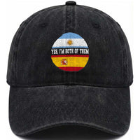 Spanish Argentinian Roots Washed Cotton Baseball Cap Yes I'm Both Of Them Vintage Spain Argentina Half Flag