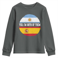 Spanish Argentinian Roots Youth Sweatshirt Yes I'm Both Of Them Vintage Spain Argentina Half Flag