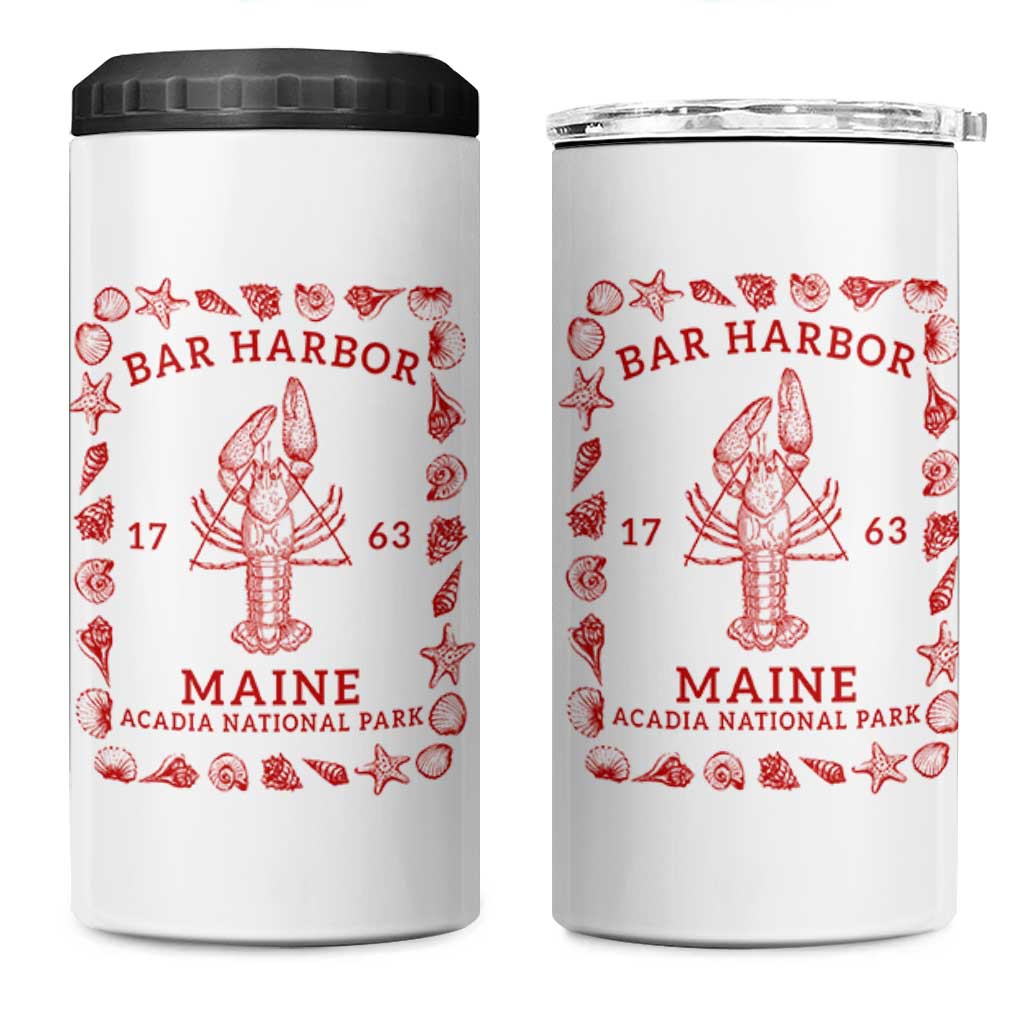 Bar Harbor Maine Lobster Acadia National Park 1763 4 in 1 Can Cooler Tumbler