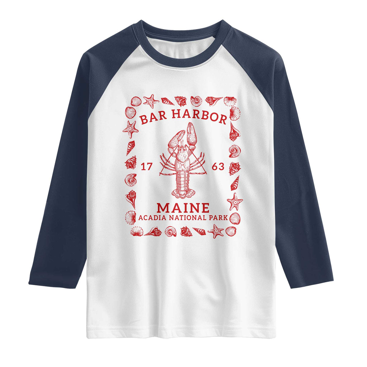 Bar Harbor Maine Lobster Acadia National Park 1763 Raglan Shirt