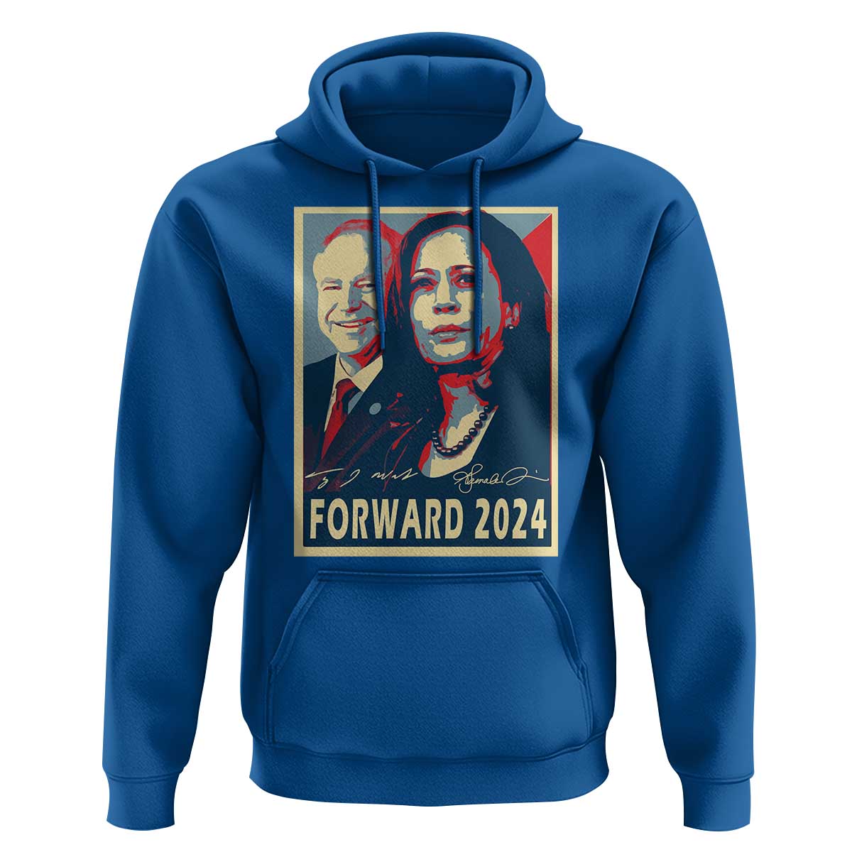 Harris Walz Hoodie Forward 2024 Not Going Back Signature Portraits - Wonder Print Shop