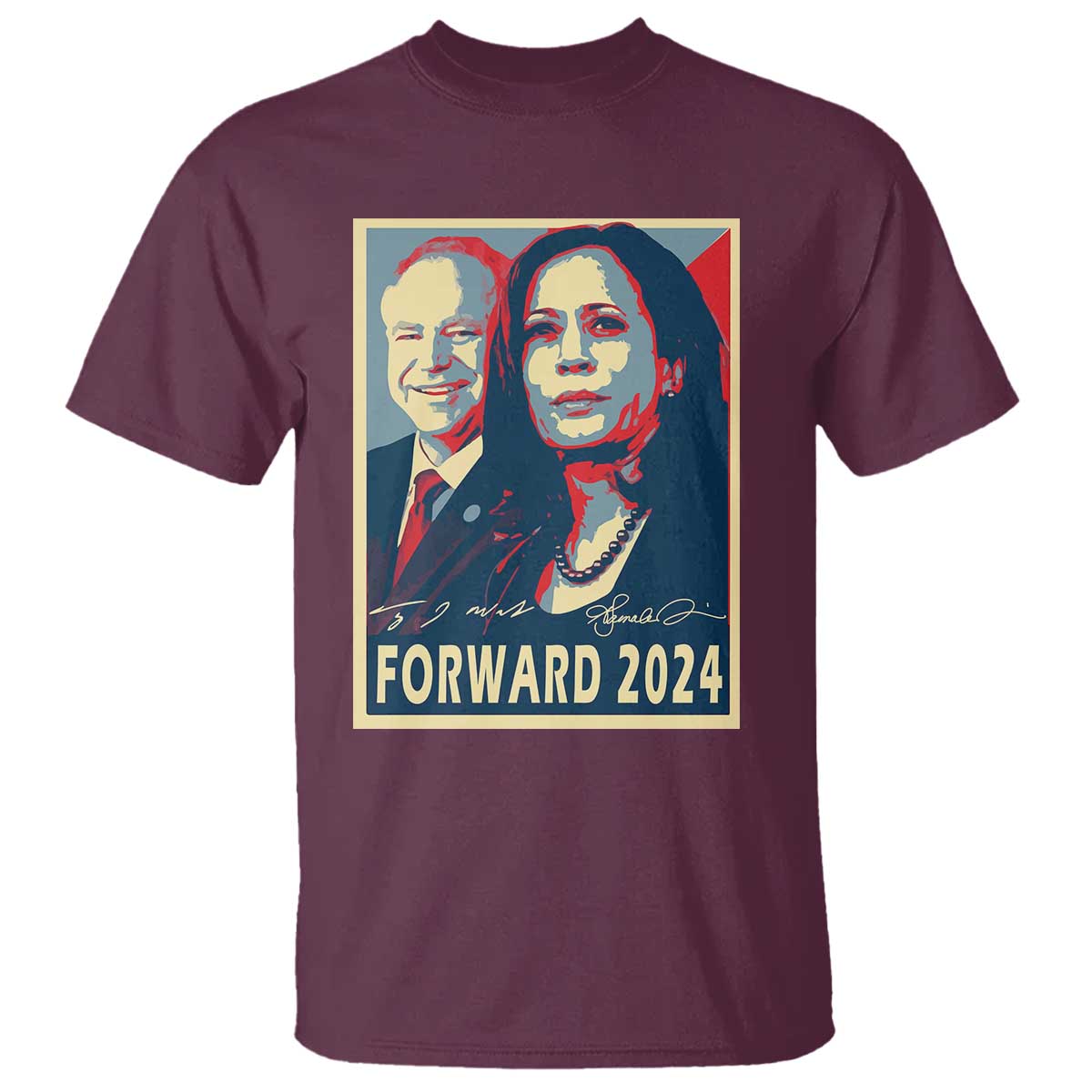 Harris Walz T Shirt Forward 2024 Not Going Back Signature Portraits - Wonder Print Shop