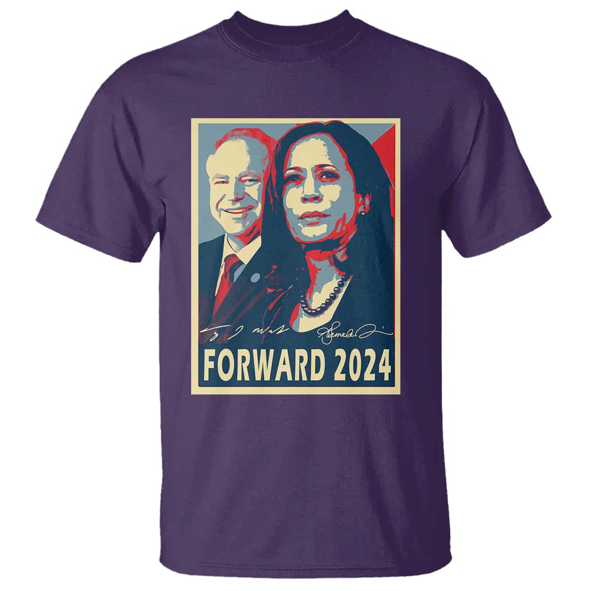Harris Walz T Shirt Forward 2024 Not Going Back Signature Portraits - Wonder Print Shop