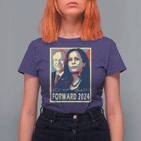 Harris Walz T Shirt For Women Forward 2024 Not Going Back Signature Portraits - Wonder Print Shop