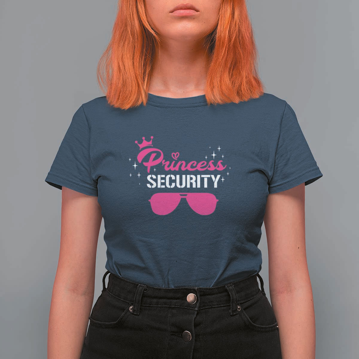 Halloween Dad Mom T Shirt For Women Princess Security Pink Glasses Crown Star - Wonder Print Shop