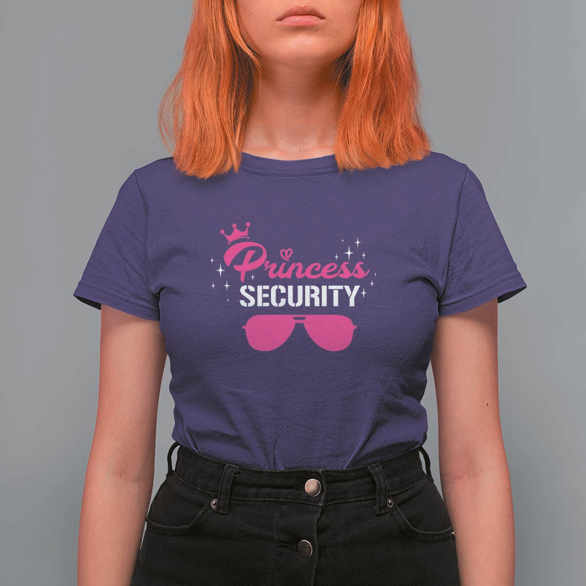 Halloween Dad Mom T Shirt For Women Princess Security Pink Glasses Crown Star - Wonder Print Shop