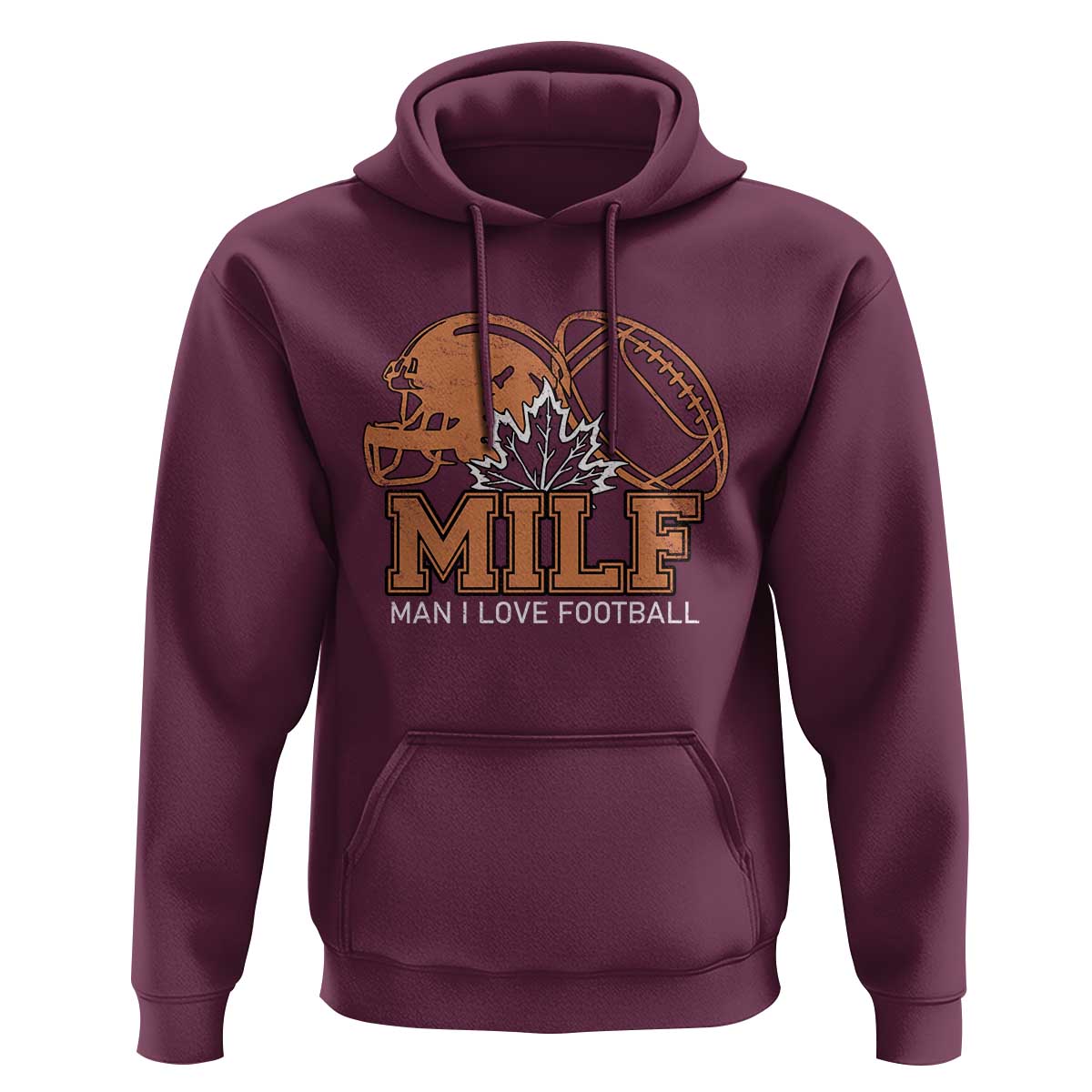 Funny American Football Hoodie MILF Man I Love Footbal Maple Leaf Vintage Footbal Helmet TS11
