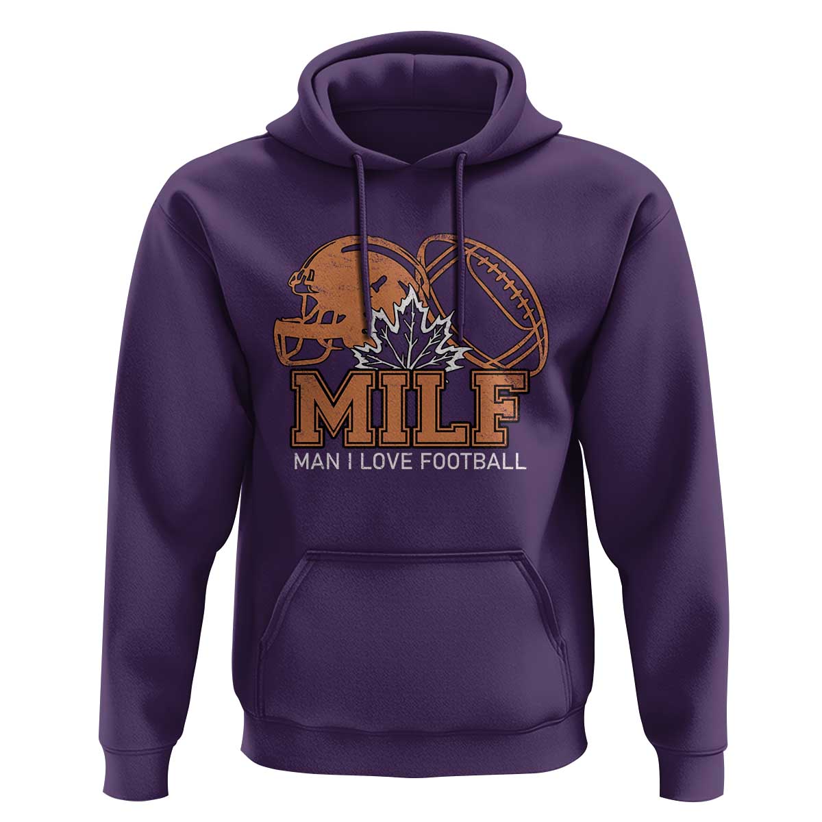 Funny American Football Hoodie MILF Man I Love Footbal Maple Leaf Vintage Footbal Helmet TS11