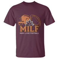 Funny American Football T Shirt MILF Man I Love Footbal Maple Leaf Vintage Footbal Helmet TS11