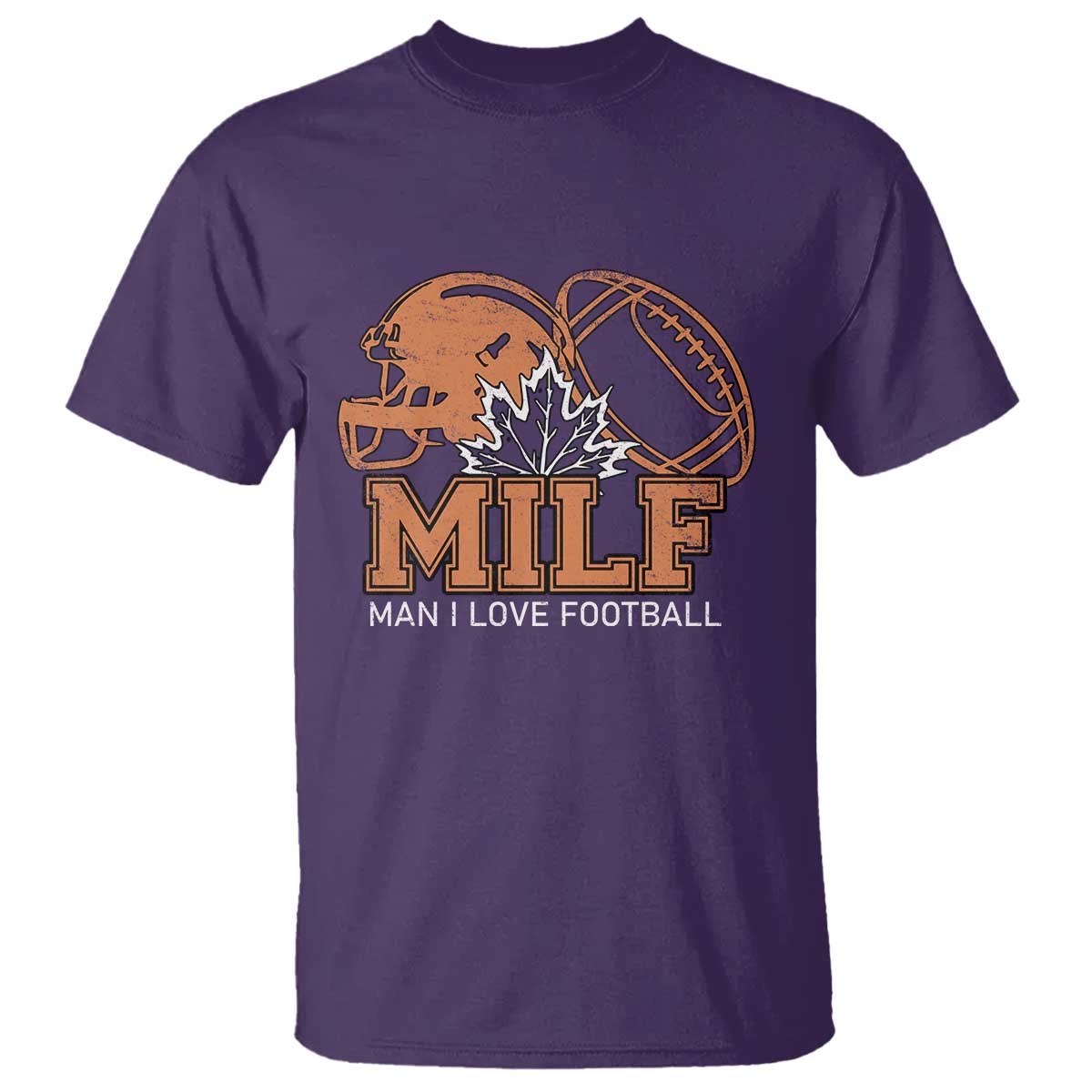 Funny American Football T Shirt MILF Man I Love Footbal Maple Leaf Vintage Footbal Helmet TS11