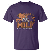 Funny American Football T Shirt MILF Man I Love Footbal Maple Leaf Vintage Footbal Helmet TS11