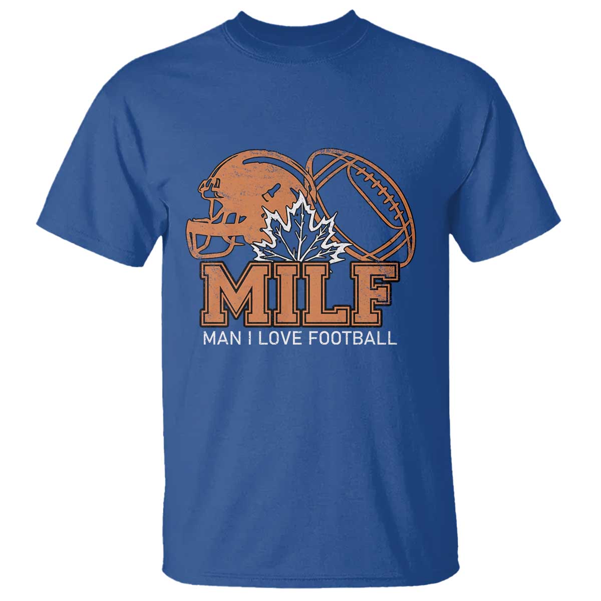 Funny American Football T Shirt MILF Man I Love Footbal Maple Leaf Vintage Footbal Helmet TS11
