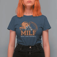 Funny American Football T Shirt For Women MILF Man I Love Footbal Maple Leaf Vintage Footbal Helmet TS11