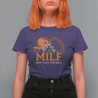 Funny American Football T Shirt For Women MILF Man I Love Footbal Maple Leaf Vintage Footbal Helmet TS11