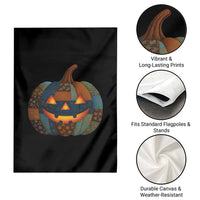 Halloween Blue Denim Patchwork Spooky Pumpkin Garden Flag - Wonder Print Shop