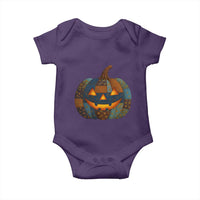 Halloween Blue Denim Patchwork Spooky Pumpkin Baby Onesie - Wonder Print Shop