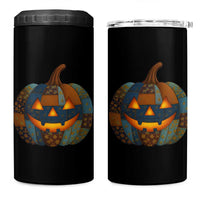 Halloween Blue Denim Patchwork Spooky Pumpkin 4 in 1 Can Cooler Tumbler - Wonder Print Shop