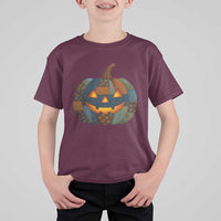 Halloween Blue Denim Patchwork Spooky Pumpkin T Shirt For Kid - Wonder Print Shop