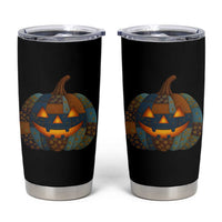 Halloween Blue Denim Patchwork Spooky Pumpkin Tumbler Cup - Wonder Print Shop