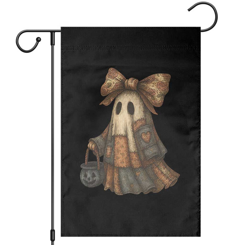Halloween Vintage Denim Patchwork Spooky Ghost Coquette Garden Flag - Wonder Print Shop