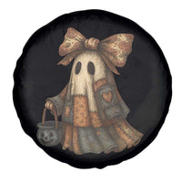 Halloween Vintage Denim Patchwork Spooky Ghost Coquette Spare Tire Cover - Wonder Print Shop